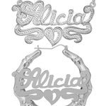 Personalized Set of Necklace and Bamboo Earrings