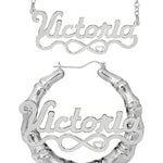 Personalized Set of Necklace and Bamboo Earrings.