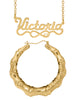 Personalized Set of Necklace and Naked Bamboo Earrings