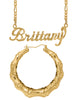 Personalized Set of Necklace and Naked Round Bamboo Earrings.