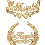 Personalized Set of Necklace and Round Bamboo Earrings.