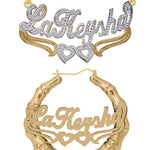 Personalized Set of Necklace and Round Bamboo Earrings.