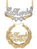Personalized Set of Necklace and Round Bamboo Earrings.