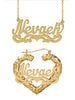 Personalized Set of Necklace and Heart-Shaped Bamboo Earrings.