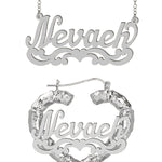 Personalized Set of Necklace and Heart-Shaped Bamboo Earrings.