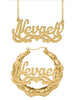 Personalized Set of Necklace and Round Bamboo Earrings