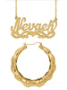 Personalized Set of Necklace and Naked Round Bamboo Earrings.