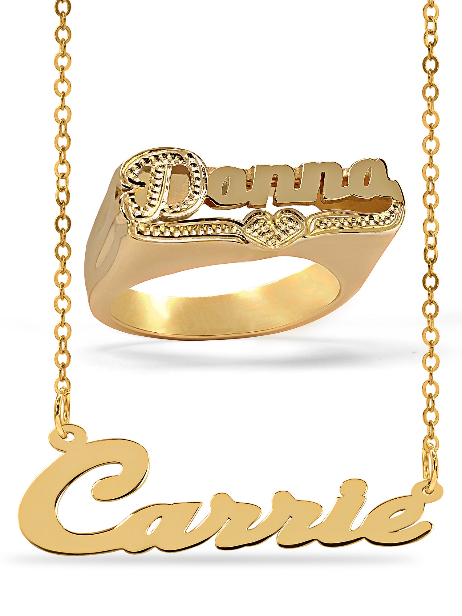 Personalized Set of Necklace and Name Ring.