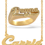Personalized Set of Necklace and Name Ring.