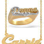 Personalized Set of Necklace and Name Ring.