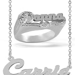 Personalized Set of Necklace and Name Ring.