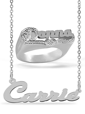 Personalized Set of Necklace and Name Ring.