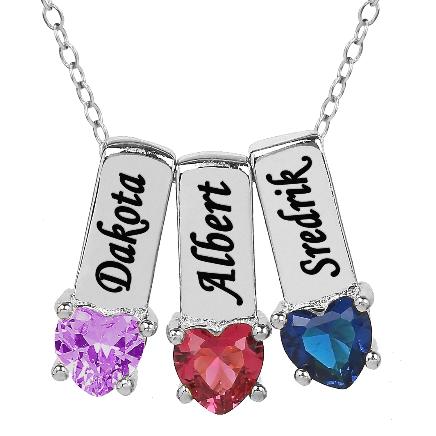 Mother's Necklace with Heart Shape Birthstone Charm