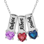 Mother's Necklace with Heart Shape Birthstone Charm