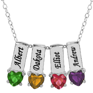 Mother's Necklace with Heart Shape Birthstone Charm
