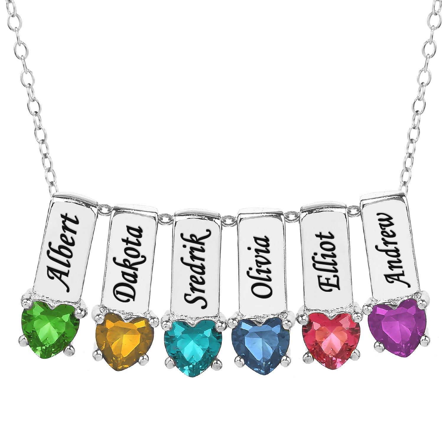 Mother's Necklace with Heart Shape Birthstone Charm