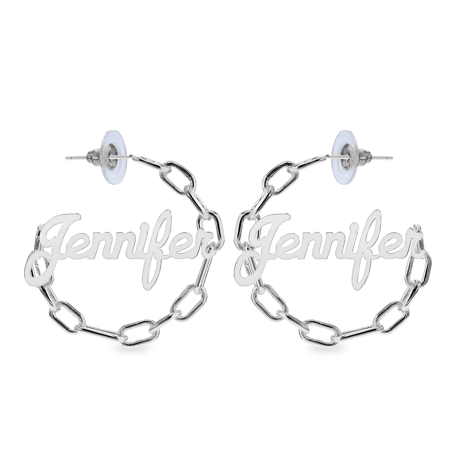 PAPERCLIP NAME HOOP EARRING