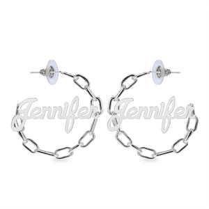 PAPERCLIP NAME HOOP EARRING