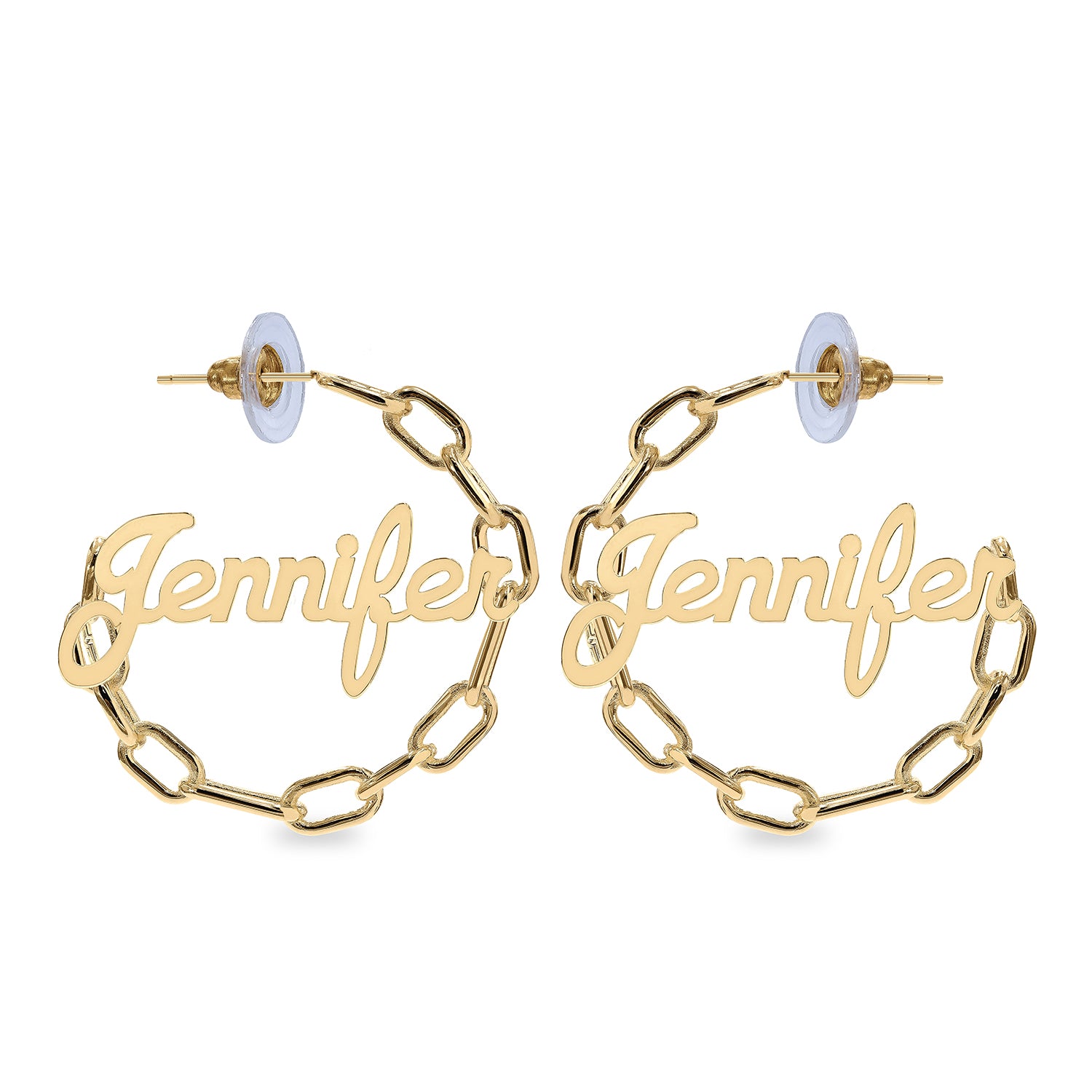PAPERCLIP NAME HOOP EARRING