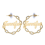 PAPERCLIP NAME HOOP EARRING
