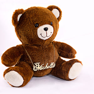Script Name Necklace with FREE Teddy Bear