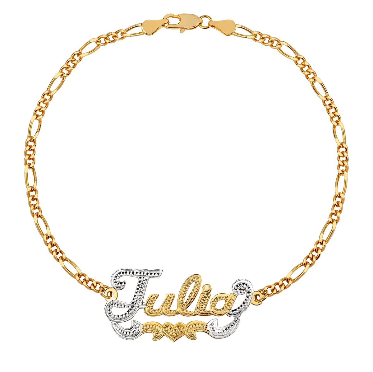 BEADING AND RHODIUM SCRIPT NAME BRACELET
