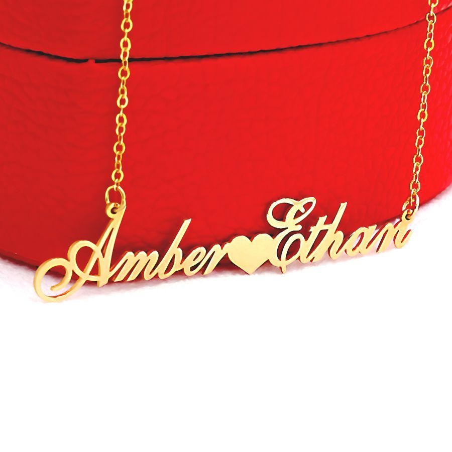 Couple's Name Necklace with Heart