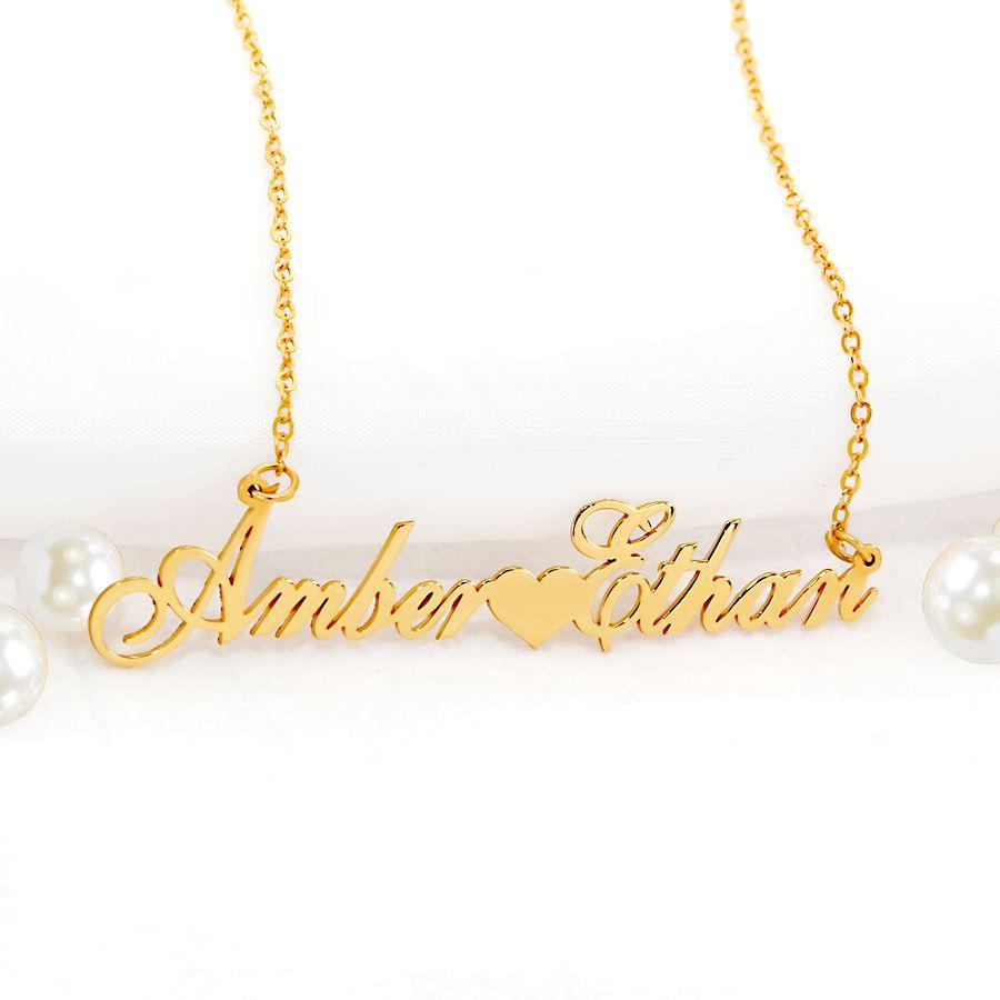 Couple's Name Necklace with Heart
