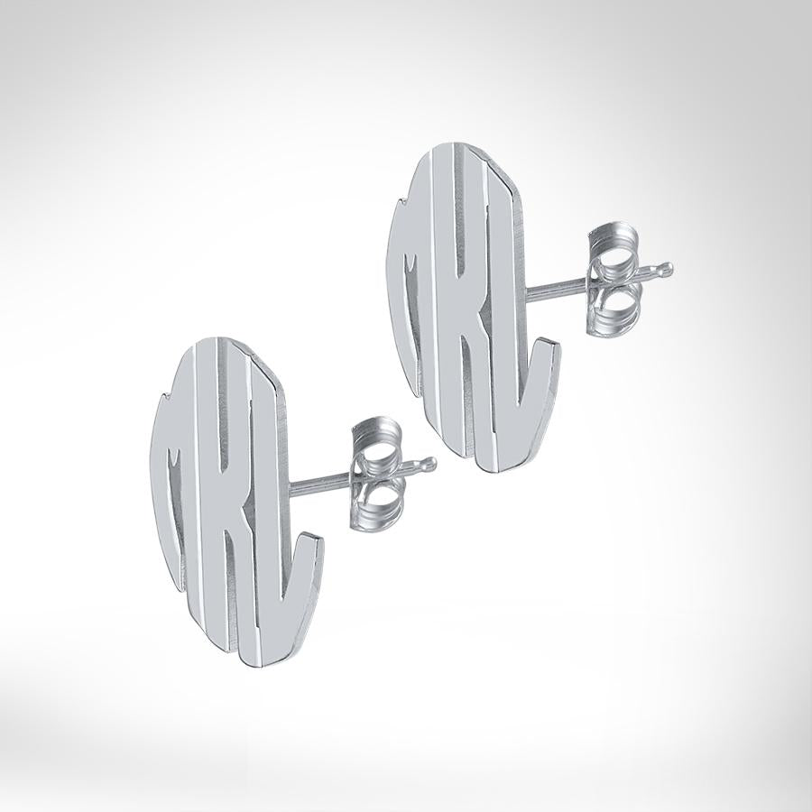 Handmade Block Monogram Stud Earrings