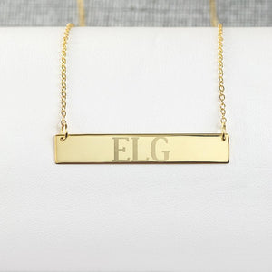 Horizontal bar name necklace