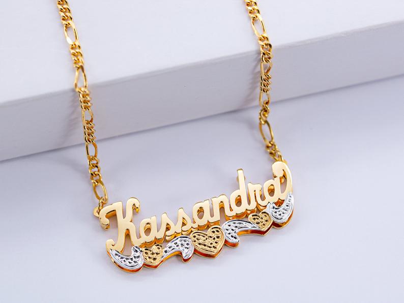 Personalized Double Name Plate with Hearts and Tails