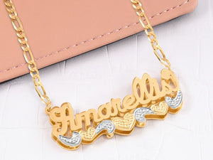 Personalized Double Name Plate with Hearts and Tails