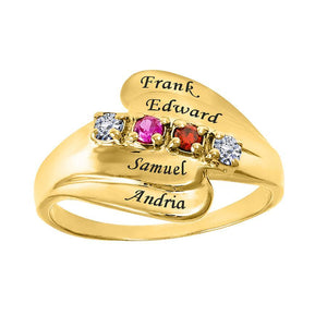 Mother's Ring with Birthstones & Engraving