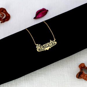Name Necklace with Lower Tails & Heart "Alexandra"