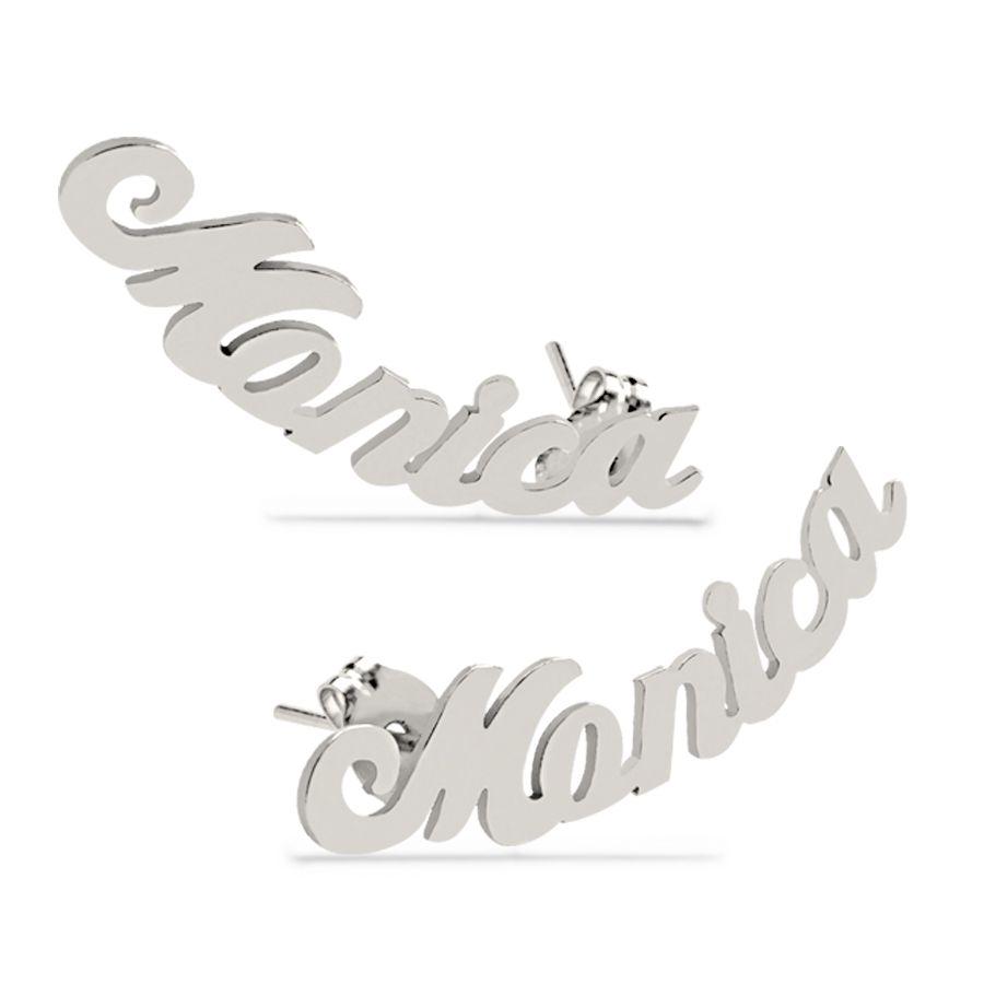 Mini Climber Name Earrings