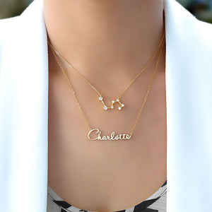 Script Name Necklace with Optional Zodiac Necklace