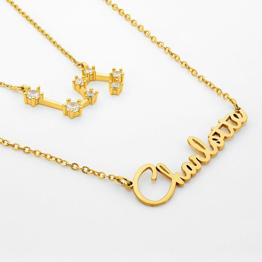 Script Name Necklace with Optional Zodiac Necklace