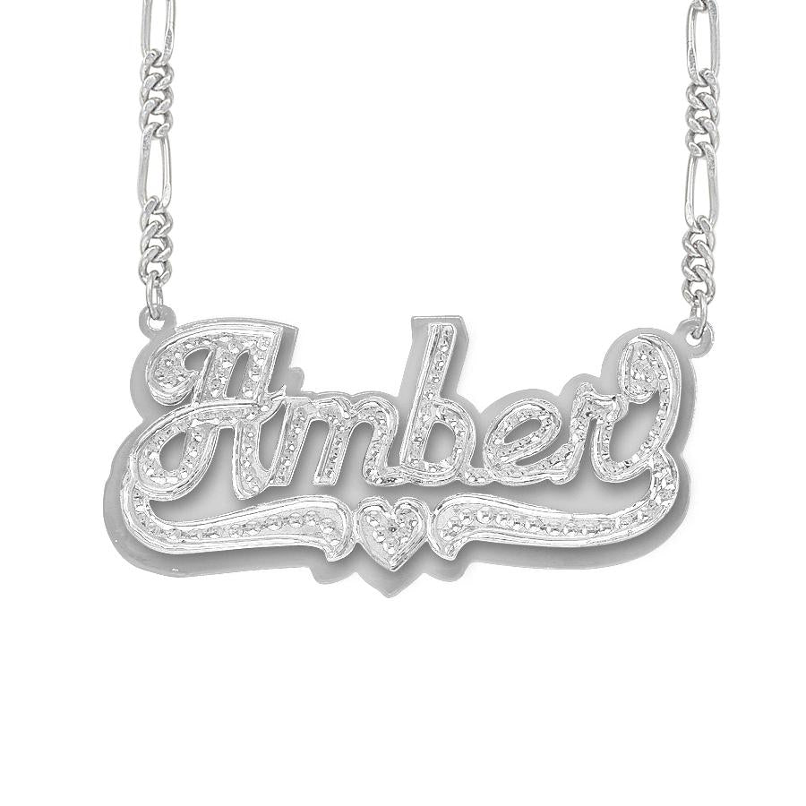 Double-Plate Beaded Amber Name Necklace