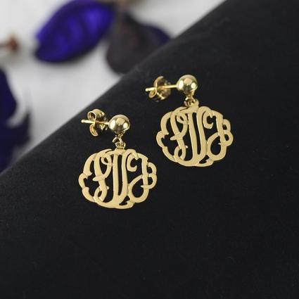 Handmade Script Monogram Earrings