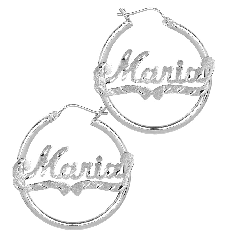 Name Hoop Earrings with Diamond-cut